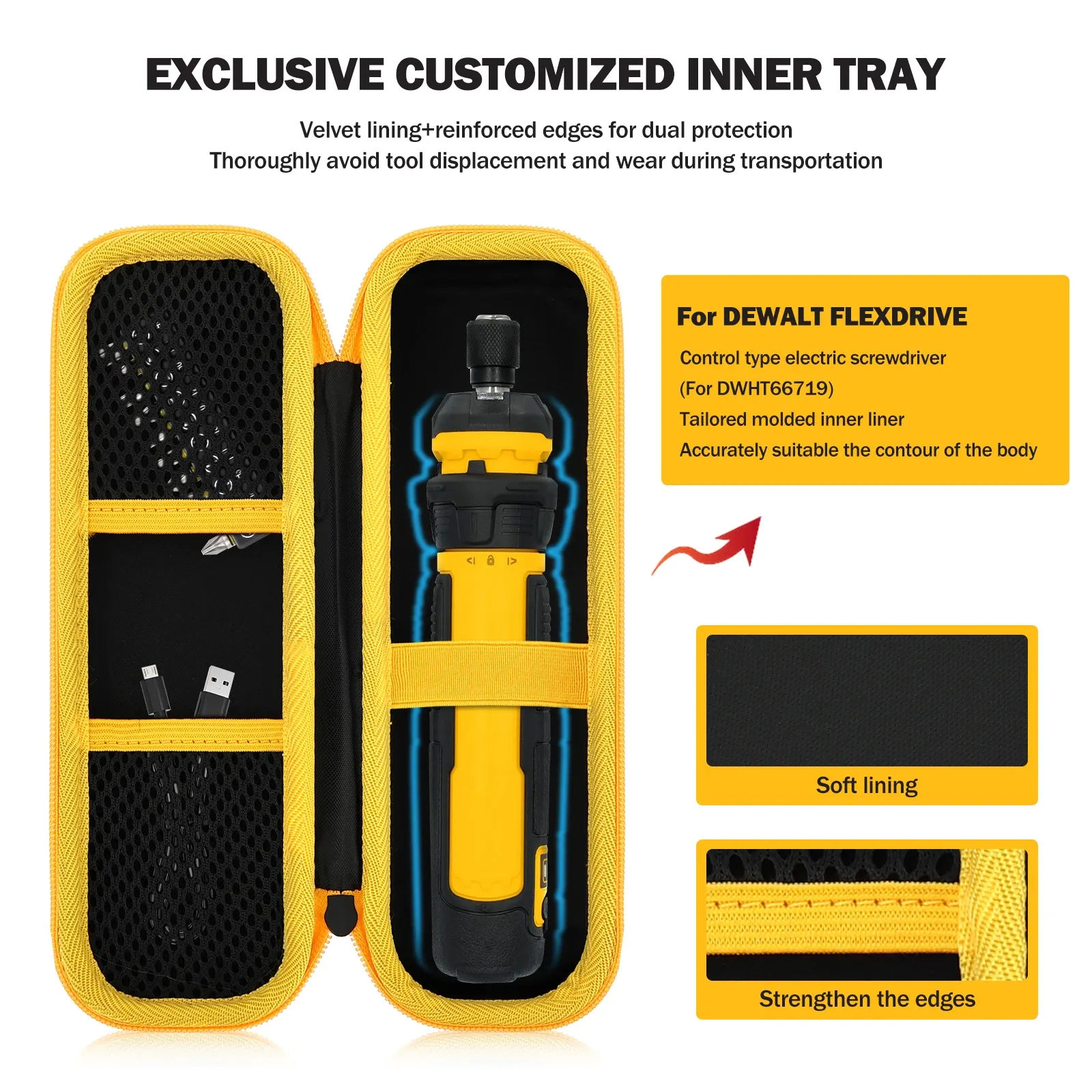 Étui de rangement rigide pour tournevis sans fil DEWALT (DWHT66719), coque en EVA pour chantier et atelier 5