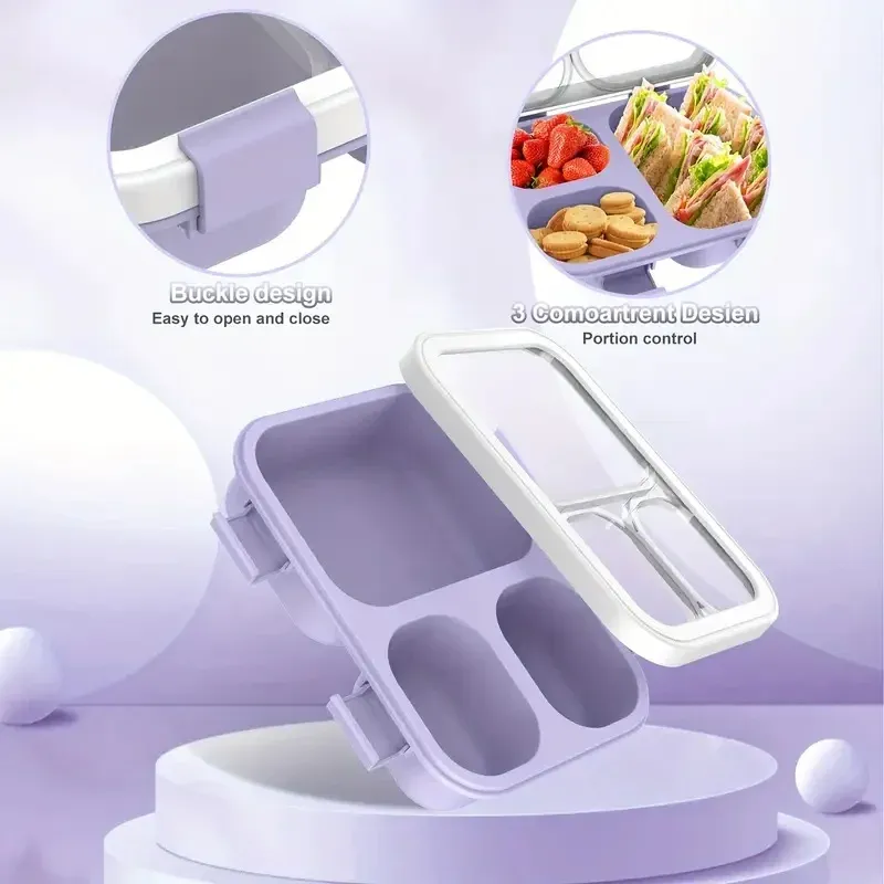 Boîte à Bento étanche avec poignées de transport empilables