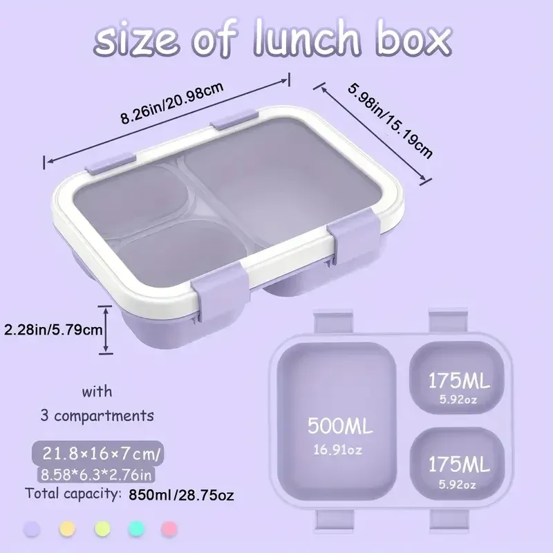 Boîte à Bento vue de côté avec poignée de transport