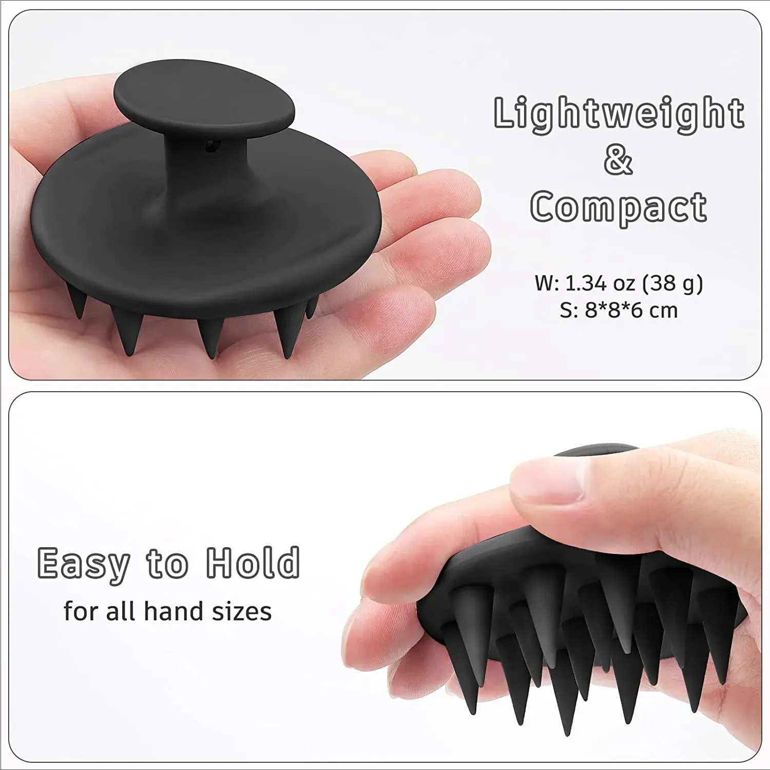 Brosse à shampoing en silicone à pointes longues et rigides, pour masser et exfolier le cuir chevelu, cheveux longs, bouclés ou épais 3