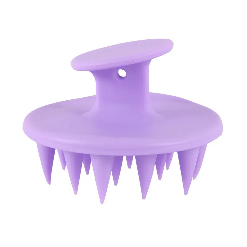 Brosse à shampoing en silicone à pointes longues et rigides, pour masser et exfolier le cuir chevelu, cheveux longs, bouclés ou épais 9