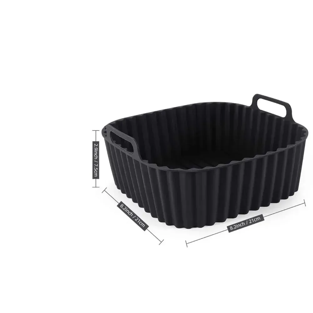 Revêtements en silicone réutilisables pour friteuse à air, panier carré antiadhésif pour four à friteuse à air 4 à 7 pintes, compatible micro-ondes, accessoires pour friteuse à air 6