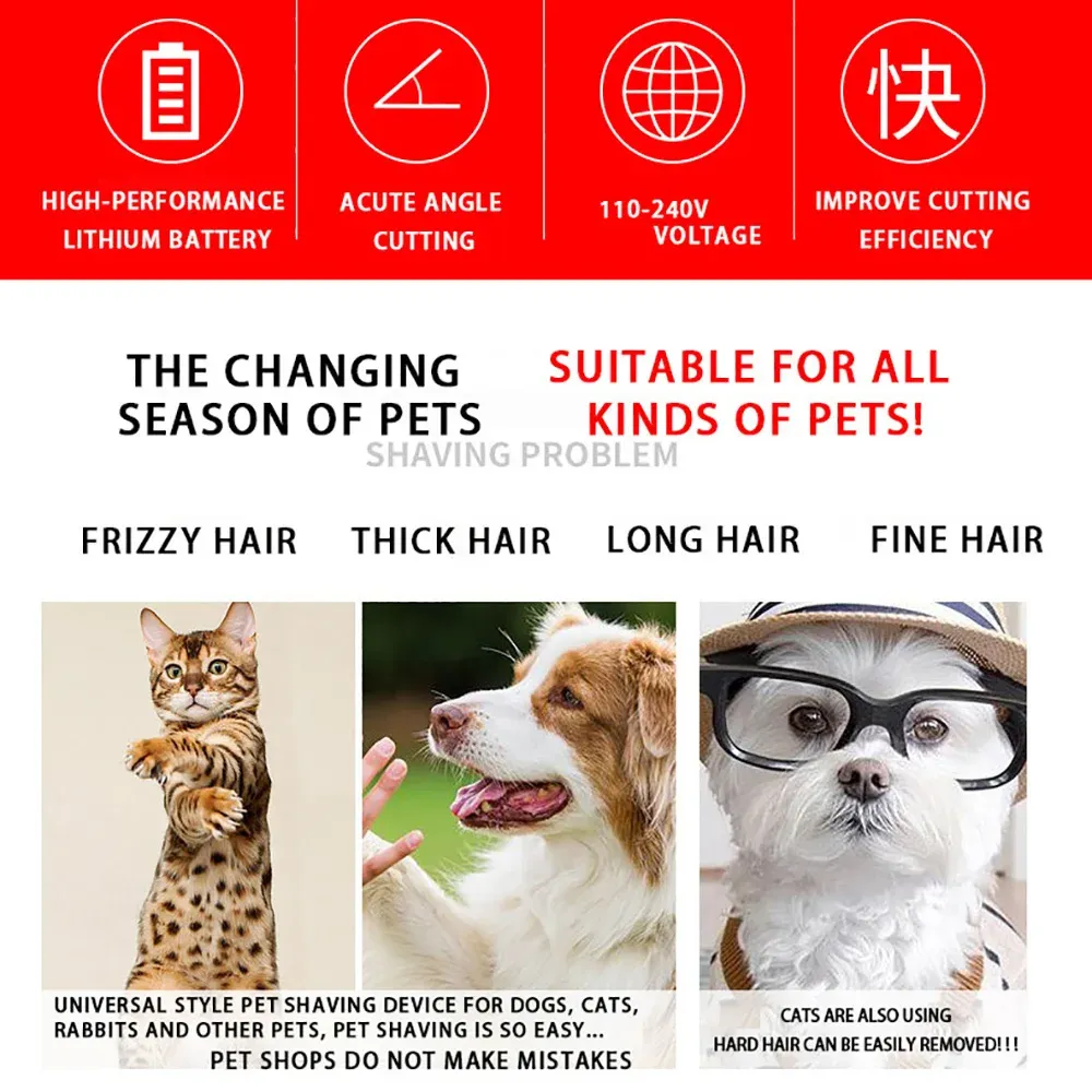 Tondeuse professionnelle sans fil pour animaux de compagnie : toilettage et coupe pour chiens, chats et lapins 3