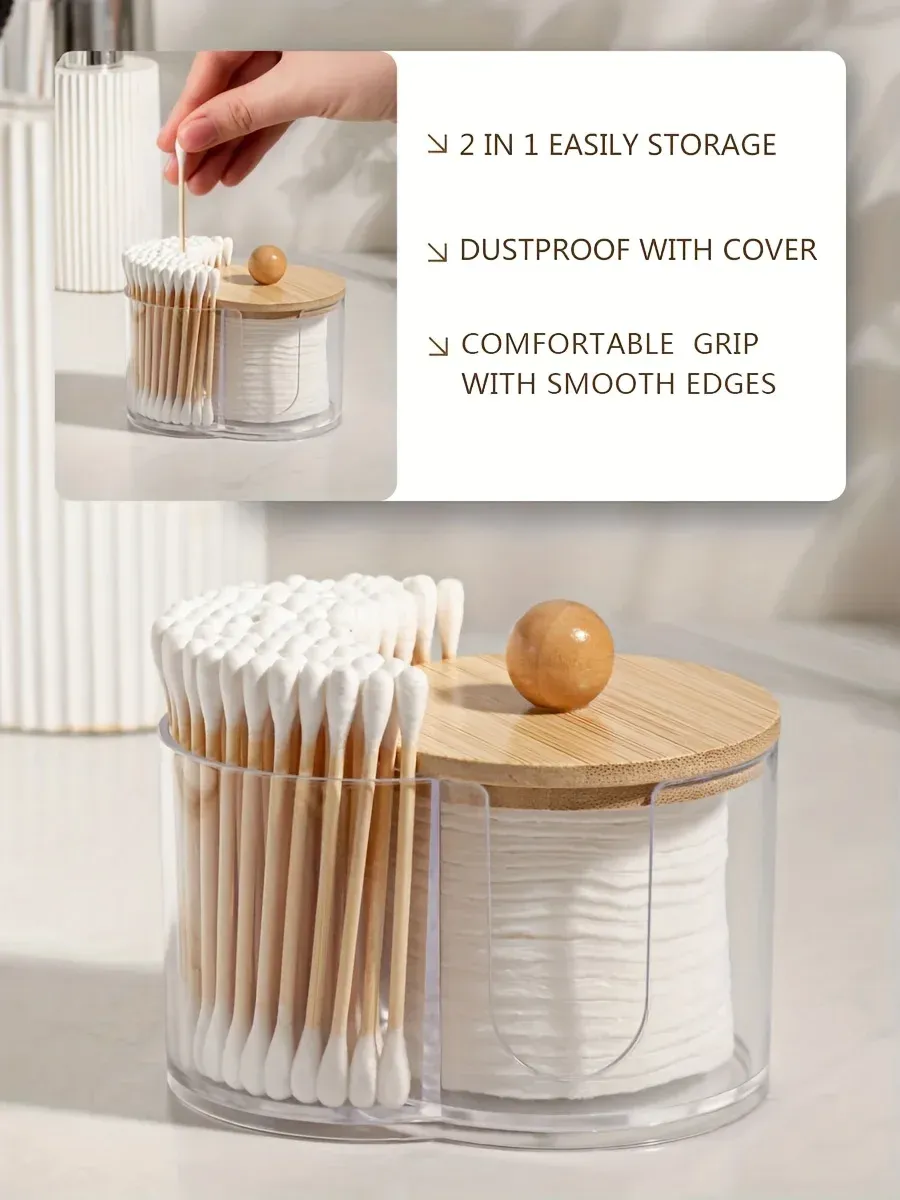 Détail du rangement pour cotons-tiges et boules de coton