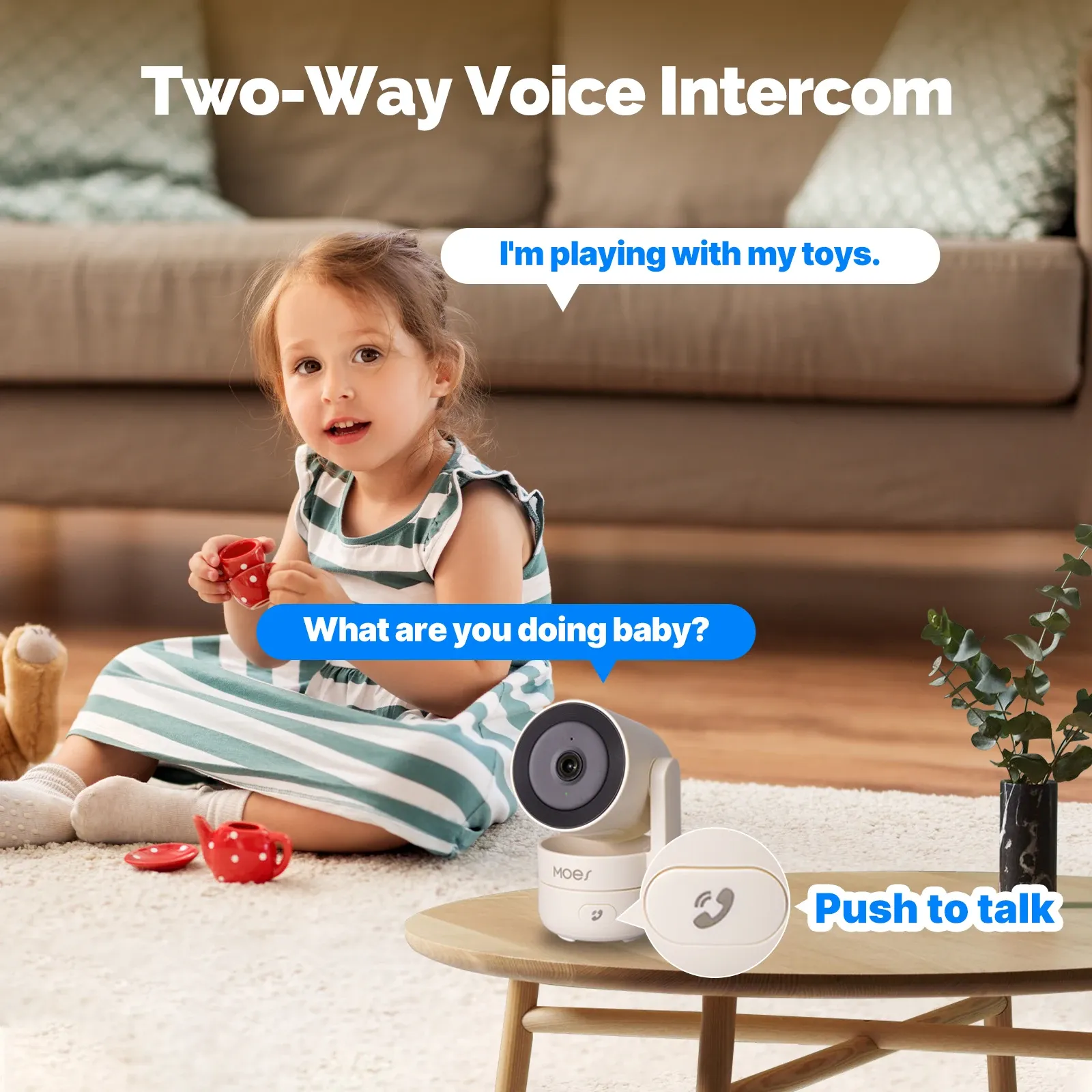MOESTuya Caméra de sécurité intelligente WiFi 4 MP HD pour intérieur, panoramique et inclinable, avec vision nocturne infrarouge et détection de mouvement et de son 4