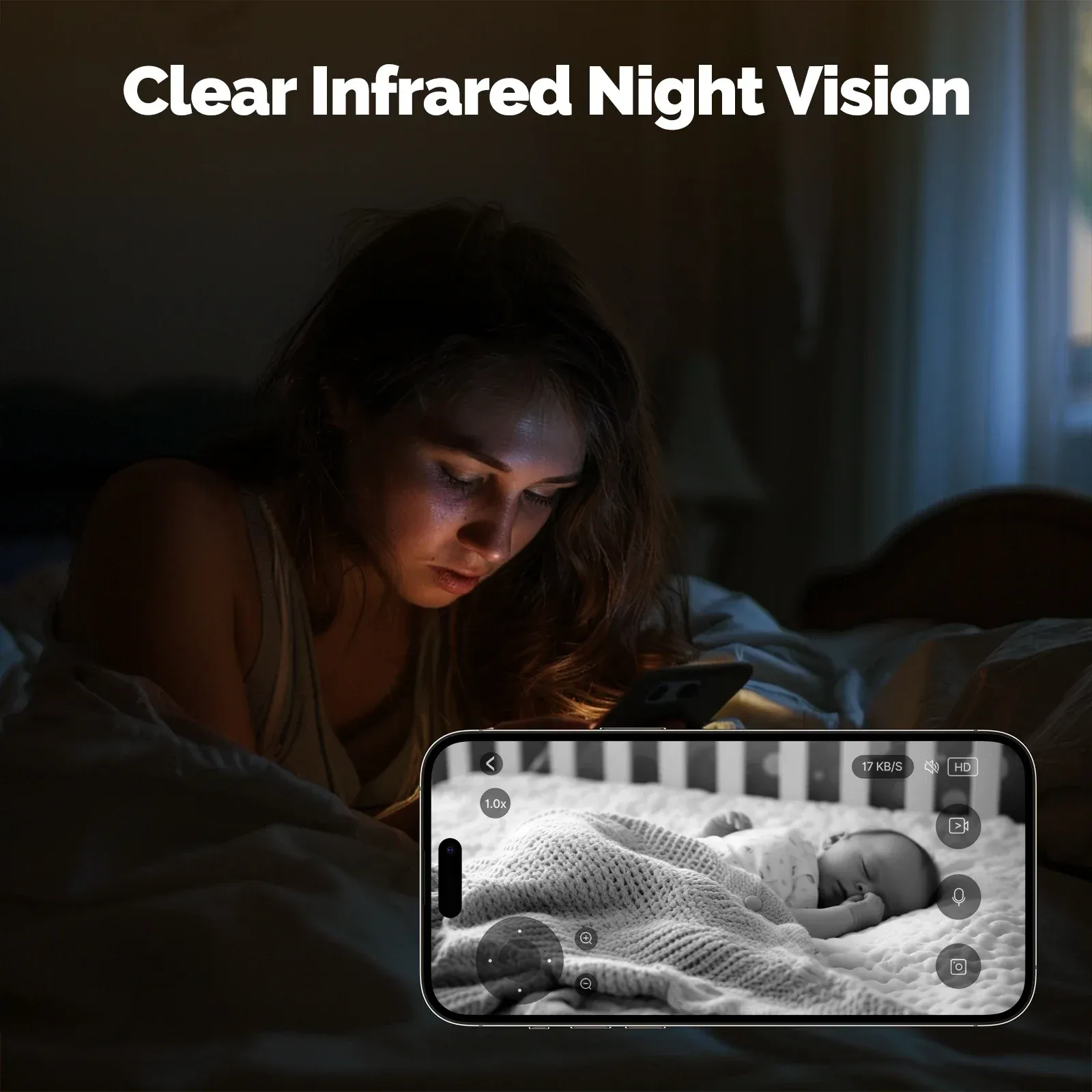 MOESTuya Caméra de sécurité intelligente WiFi 4 MP HD pour intérieur, panoramique et inclinable, avec vision nocturne infrarouge et détection de mouvement et de son 5