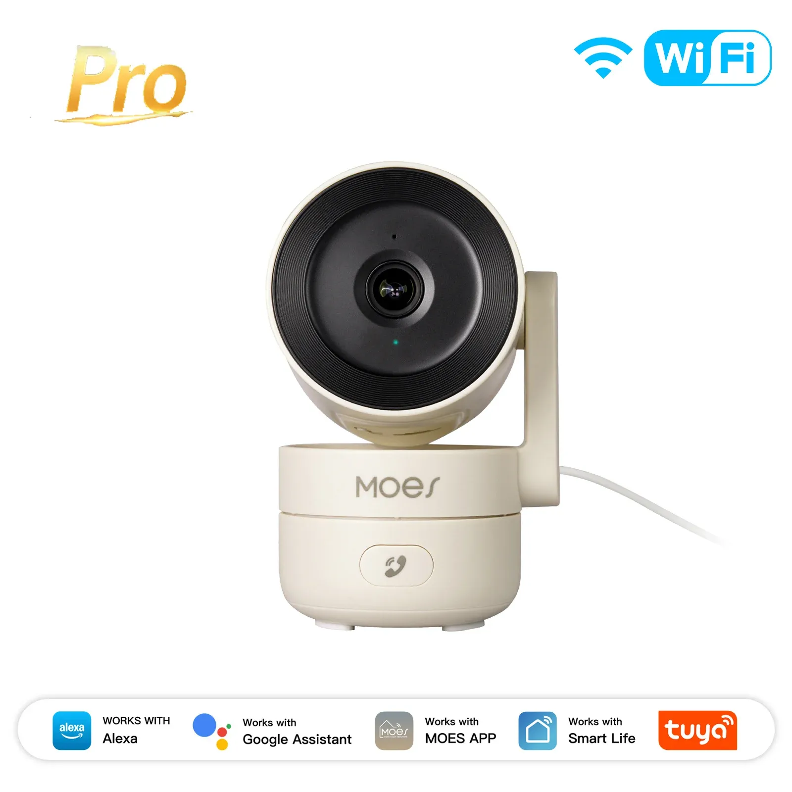 MOESTuya Caméra de sécurité intelligente WiFi 4 MP HD pour intérieur, panoramique et inclinable, avec vision nocturne infrarouge et détection de mouvement et de son 7