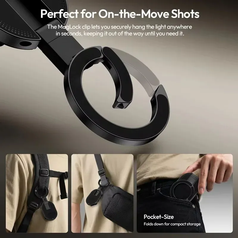 Support magnétique 3-en-1 pour téléphone avec ventouse et mousqueton, rotation à 360° – Support paresseux pliable et portable pour téléphone, tablette, bureau et mur 2