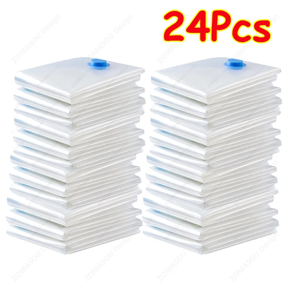 Sacs de rangement sous vide réutilisables avec pompe à main, sacs transparents pliables et compressibles pour gagner de la place, idéaux pour les vêtements de voyage, lot de 1 à 24 pièces 15
