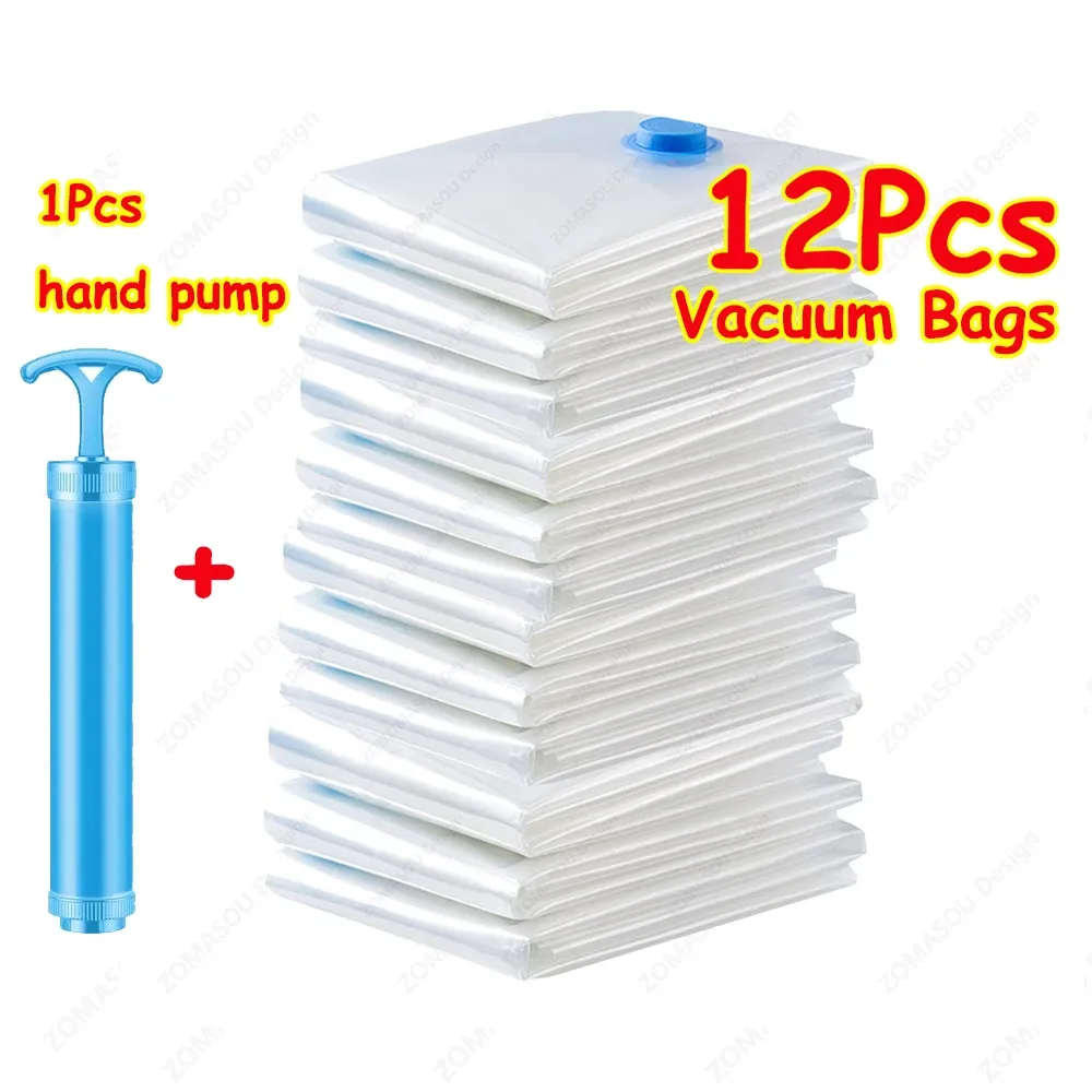Sacs de rangement sous vide réutilisables avec pompe à main, sacs transparents pliables et compressibles pour gagner de la place, idéaux pour les vêtements de voyage, lot de 1 à 24 pièces 8