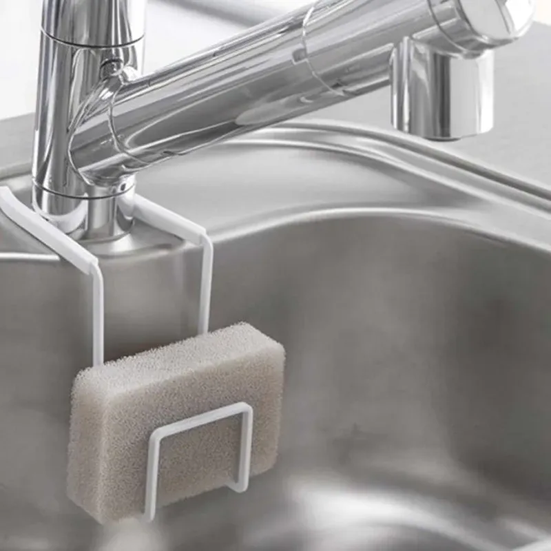 Range d'évier en métal durable, porte-éponge, organisateur pour petite cuisine et salle de bains, égouttoir à vaisselle et support de robinet pratique pour la douche - Image 1