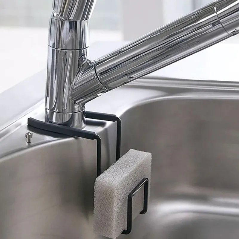 Range d'évier en métal durable, porte-éponge, organisateur pour petite cuisine et salle de bains, égouttoir à vaisselle et support de robinet pratique pour la douche 3