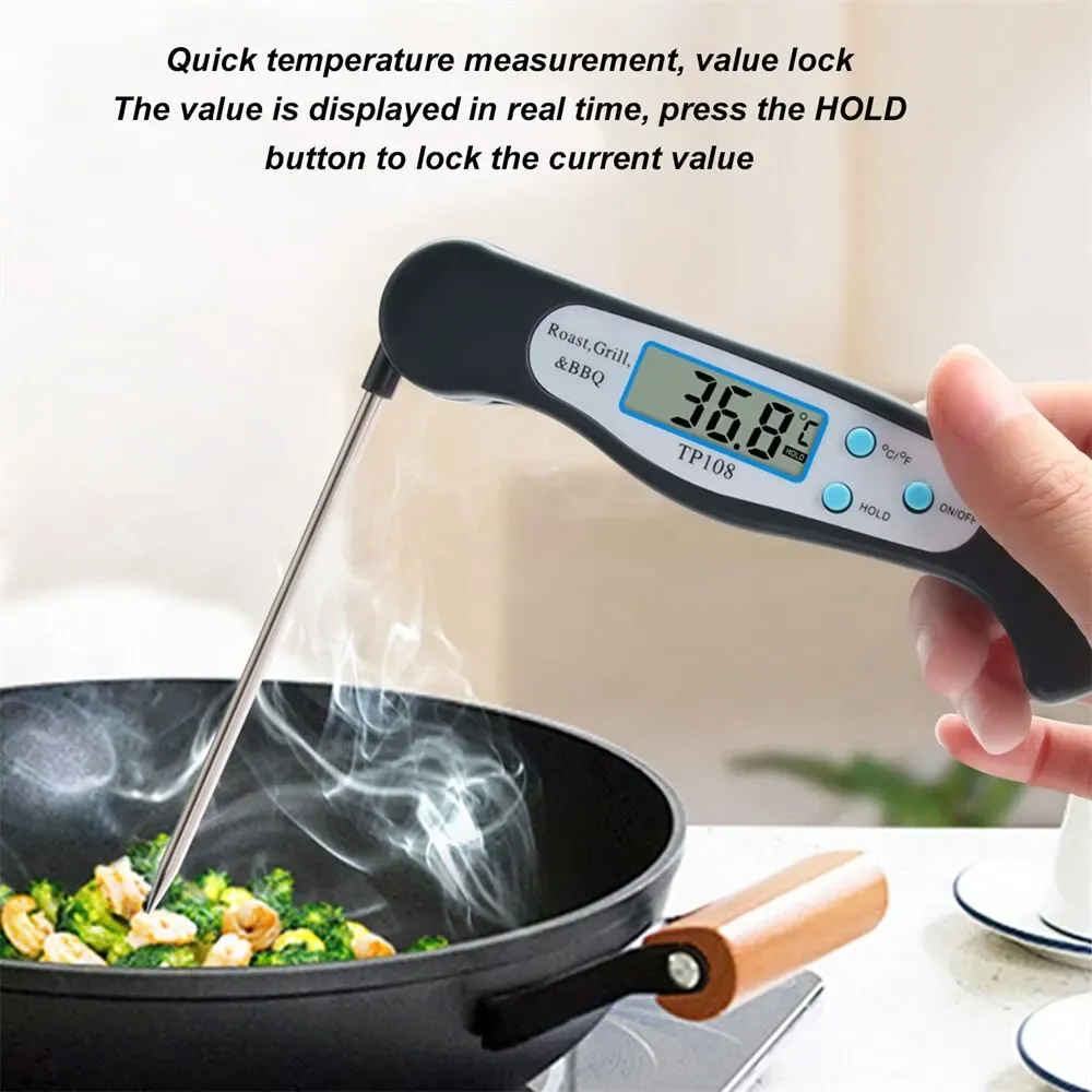 Thermomètre à viande multi-angles à lecture instantanée, magnétique, à ventouse, en ABS, avec sonde pliable 4