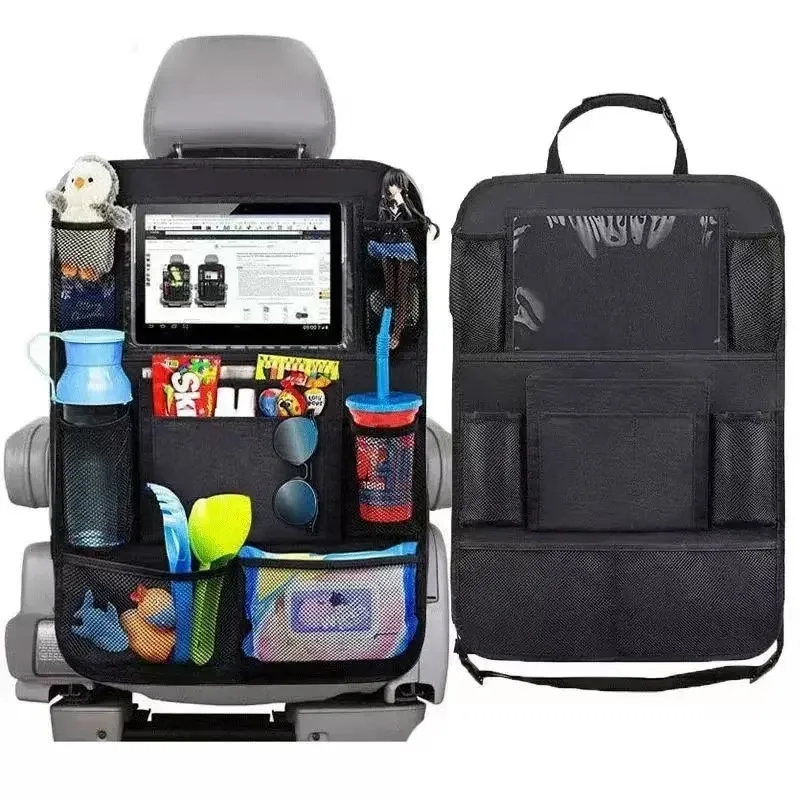 Organisateur de siège auto multifonction en tissu Oxford, avec poches de rangement et support pour tablette tactile