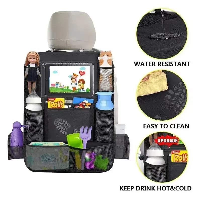Organisateur de siège auto multifonction en tissu Oxford, avec poches de rangement et support pour tablette tactile 2