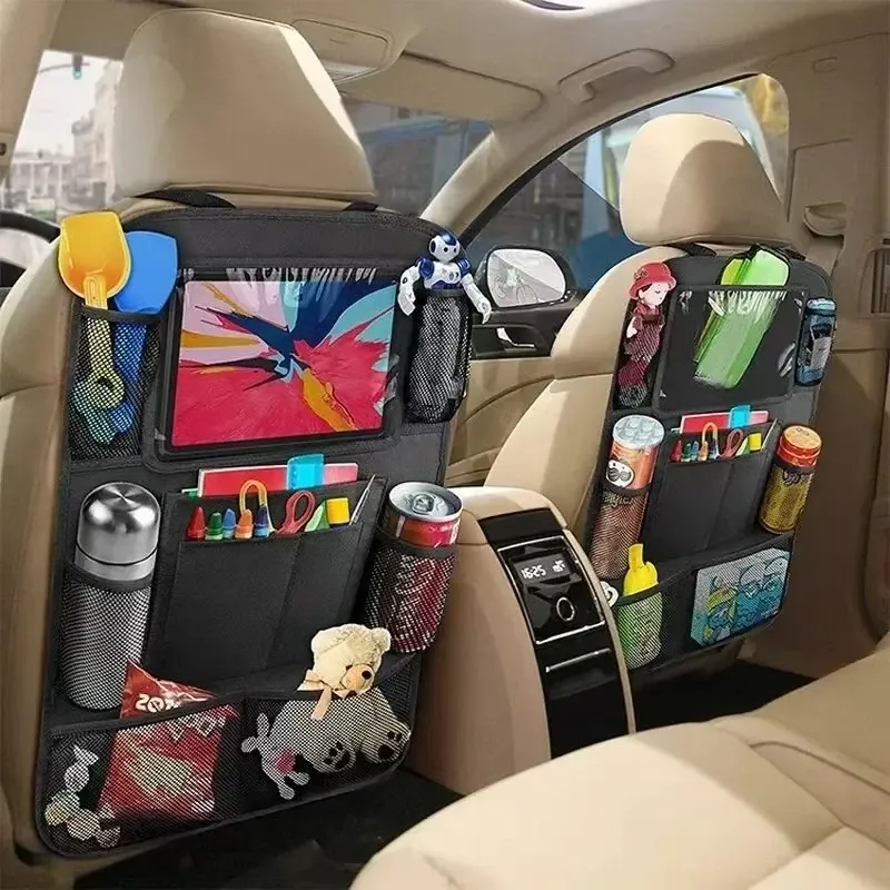 Organisateur de siège auto multifonction en tissu Oxford, avec poches de rangement et support pour tablette tactile 3