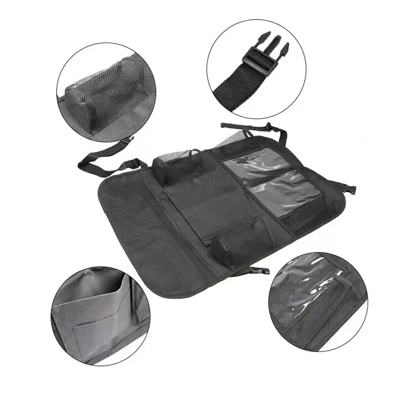 Organisateur de siège auto multifonction en tissu Oxford, avec poches de rangement et support pour tablette tactile 6