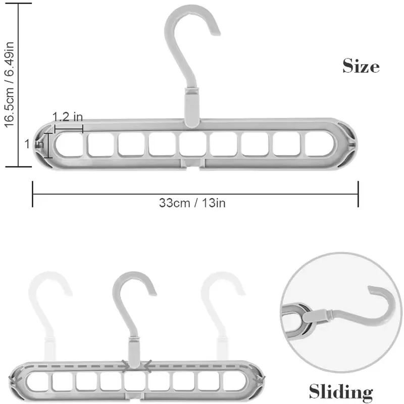 Lot de 3 cintres pliants multifonctions à 9 crochets, organisateur gain de place pour vêtements et écharpes 6