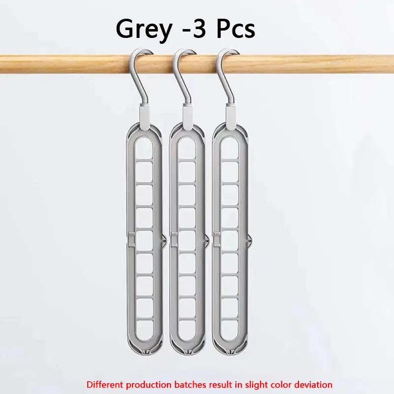 Lot de 3 cintres pliants multifonctions à 9 crochets, organisateur gain de place pour vêtements et écharpes 9