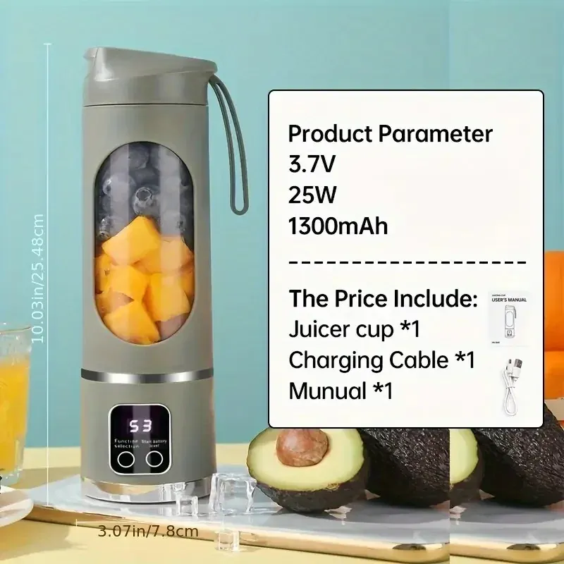 Extracteur de jus portable rechargeable par USB, mixeur à main pour smoothies, milkshakes et jus de fruits 7