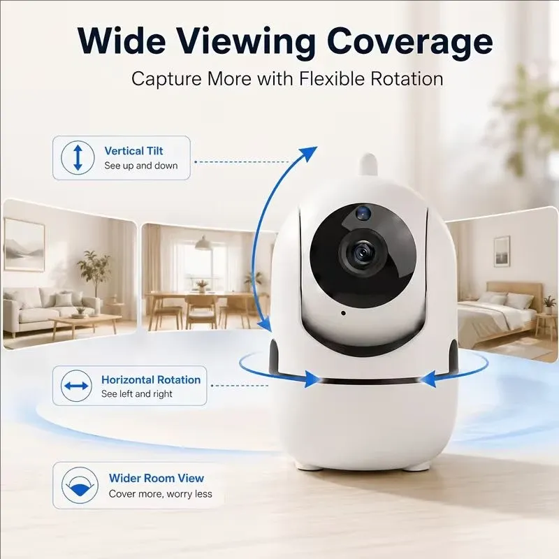 Caméra IP WiFi 1080P avec suivi automatique intelligent, vision nocturne et surveillance bébé sans fil 3