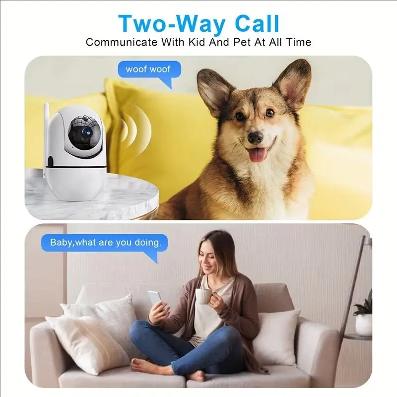Caméra IP WiFi 1080P avec suivi automatique intelligent, vision nocturne et surveillance bébé sans fil 4