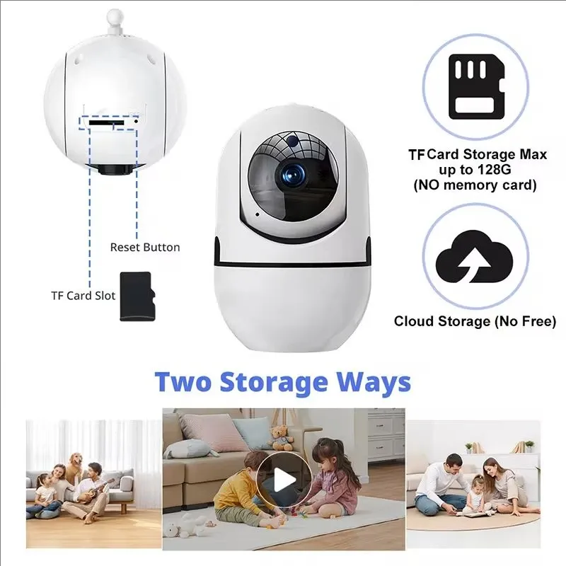 Caméra IP WiFi 1080P avec suivi automatique intelligent, vision nocturne et surveillance bébé sans fil 5