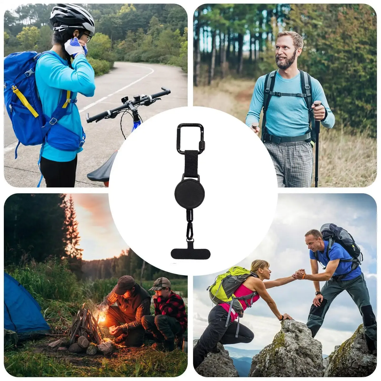 Dragonne rétractable antivol avec mousqueton pour téléphone portable, idéale pour la randonnée en extérieur 5
