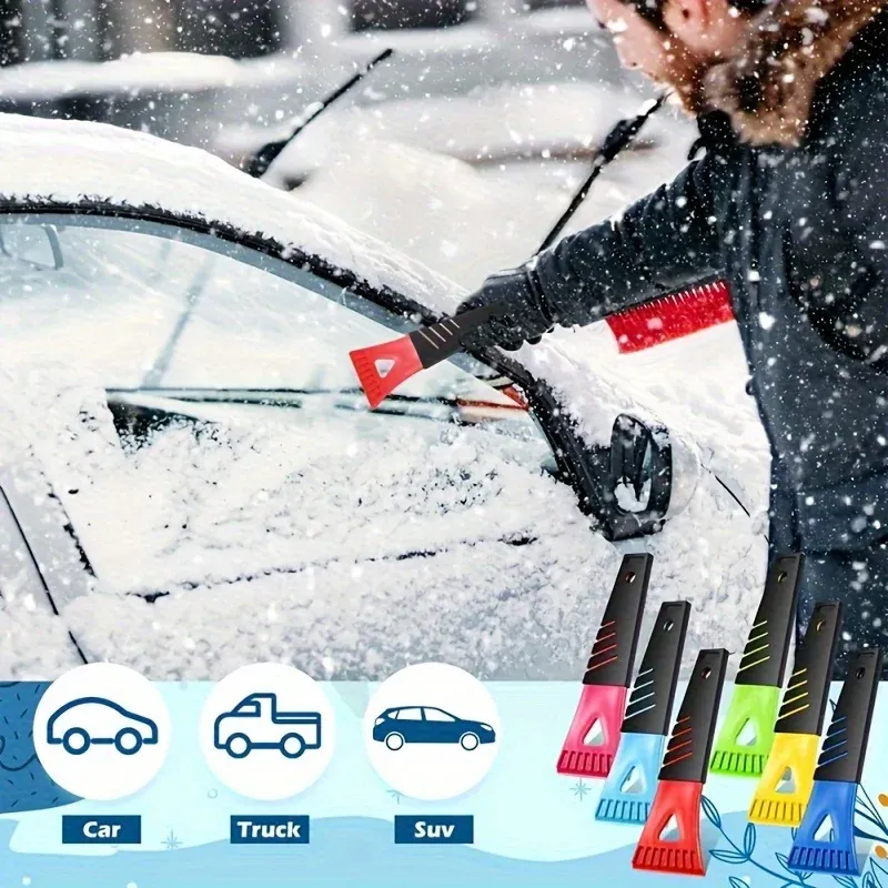 Grattoir à glace ergonomique en PVC et pelle à neige pour pare-brise – Outil de dégivrage multifonctionnel avec poignée antidérapante 5