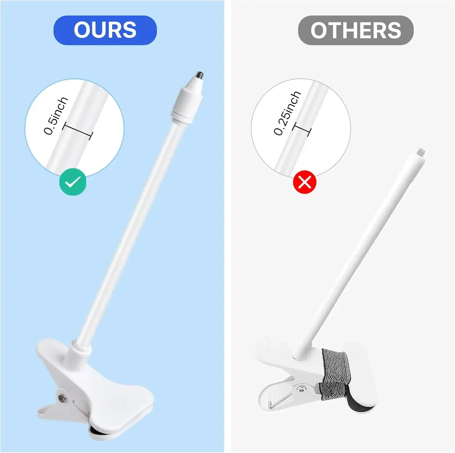 Pince flexible pour moniteur de bébé, 25 cm/41 cm, support de webcam sans perçage pour vis universelle 1/4 pouce, support de fixation à pince pour caméra de moniteur de bébé 4