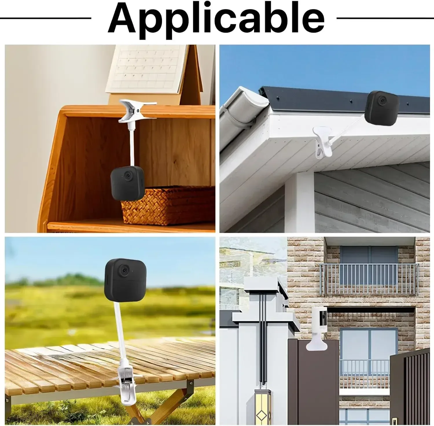 Pince flexible pour moniteur de bébé, 25 cm/41 cm, support de webcam sans perçage pour vis universelle 1/4 pouce, support de fixation à pince pour caméra de moniteur de bébé 6