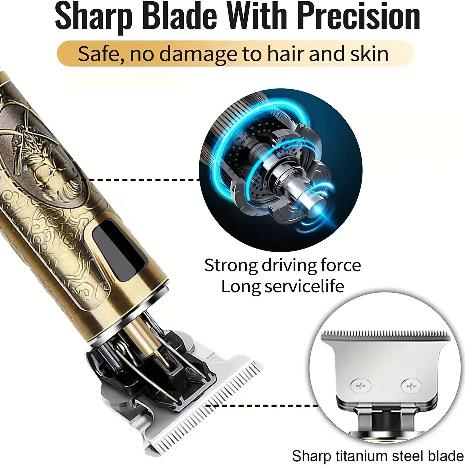 Tondeuse à cheveux électrique avec écran LCD, tondeuse à tête d'huile, tondeuse à barbe et rasoir rechargeable USB pour hommes 2