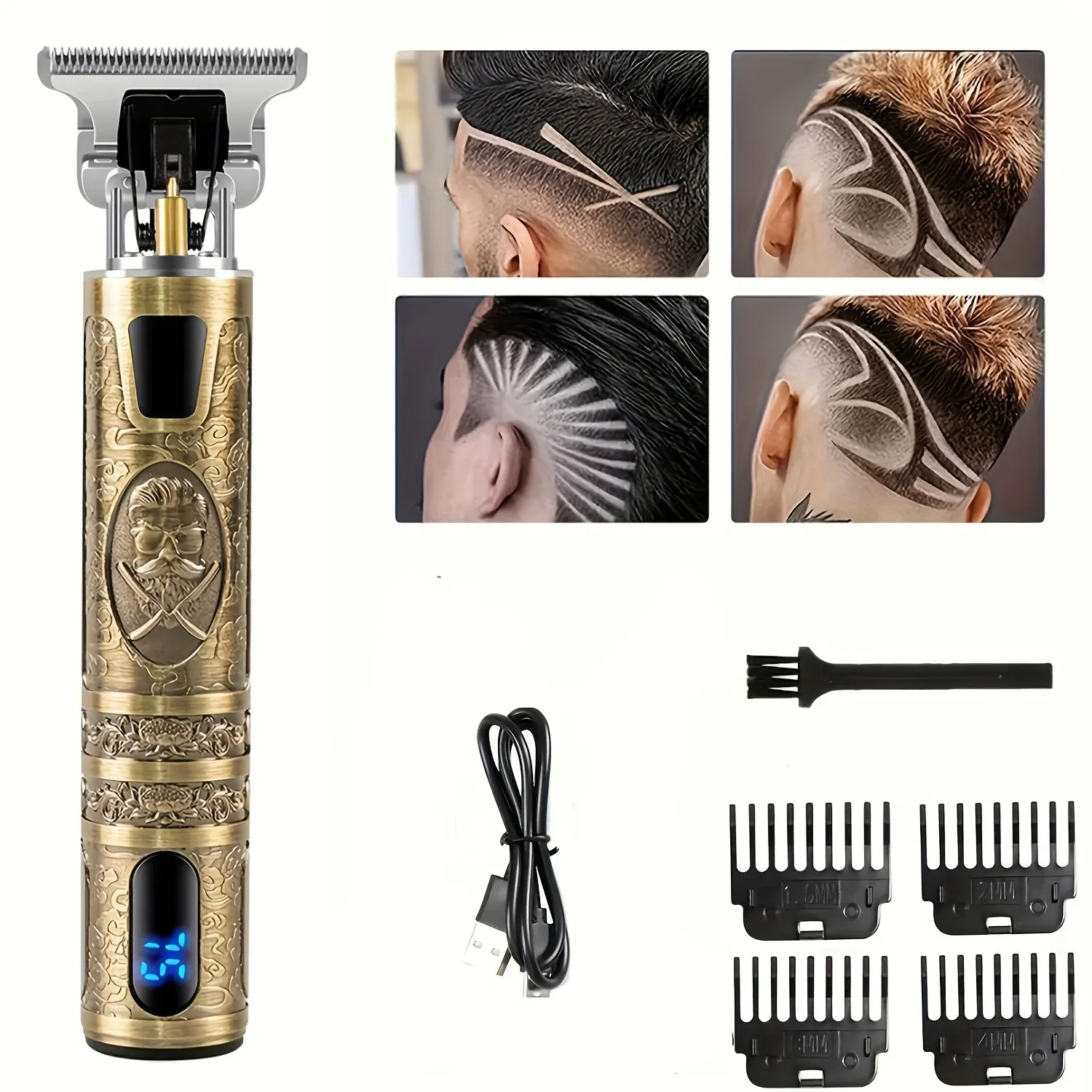 Tondeuse à cheveux électrique avec écran LCD, tondeuse à tête d'huile, tondeuse à barbe et rasoir rechargeable USB pour hommes 4