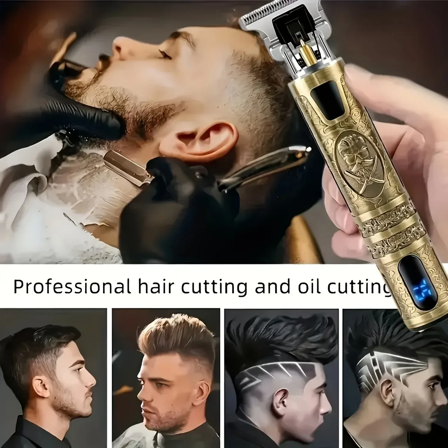 Tondeuse à cheveux professionnelle sans fil avec lame en T