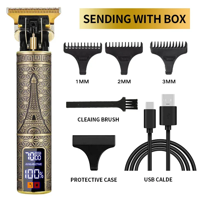 Tondeuse à cheveux électrique avec écran LCD, tondeuse à tête d'huile, tondeuse à barbe et rasoir rechargeable USB pour hommes 9