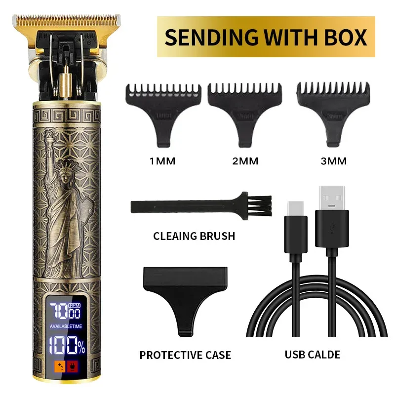 Tondeuse à cheveux électrique avec écran LCD, tondeuse à tête d'huile, tondeuse à barbe et rasoir rechargeable USB pour hommes 12