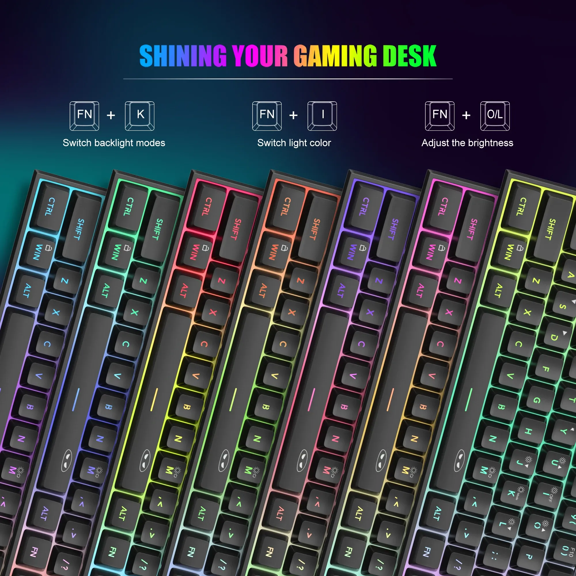 MageGee Mini clavier de jeu 60 %, rétro-éclairé RVB, 61 touches, clavier ultra-compact et ergonomique, étanche, sensation mécanique, pour bureau, TS91 3
