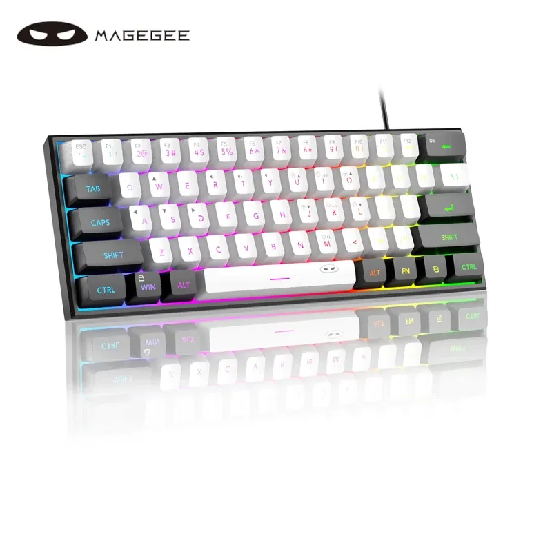 MageGee Mini clavier de jeu 60 %, rétro-éclairé RVB, 61 touches, clavier ultra-compact et ergonomique, étanche, sensation mécanique, pour bureau, TS91 14