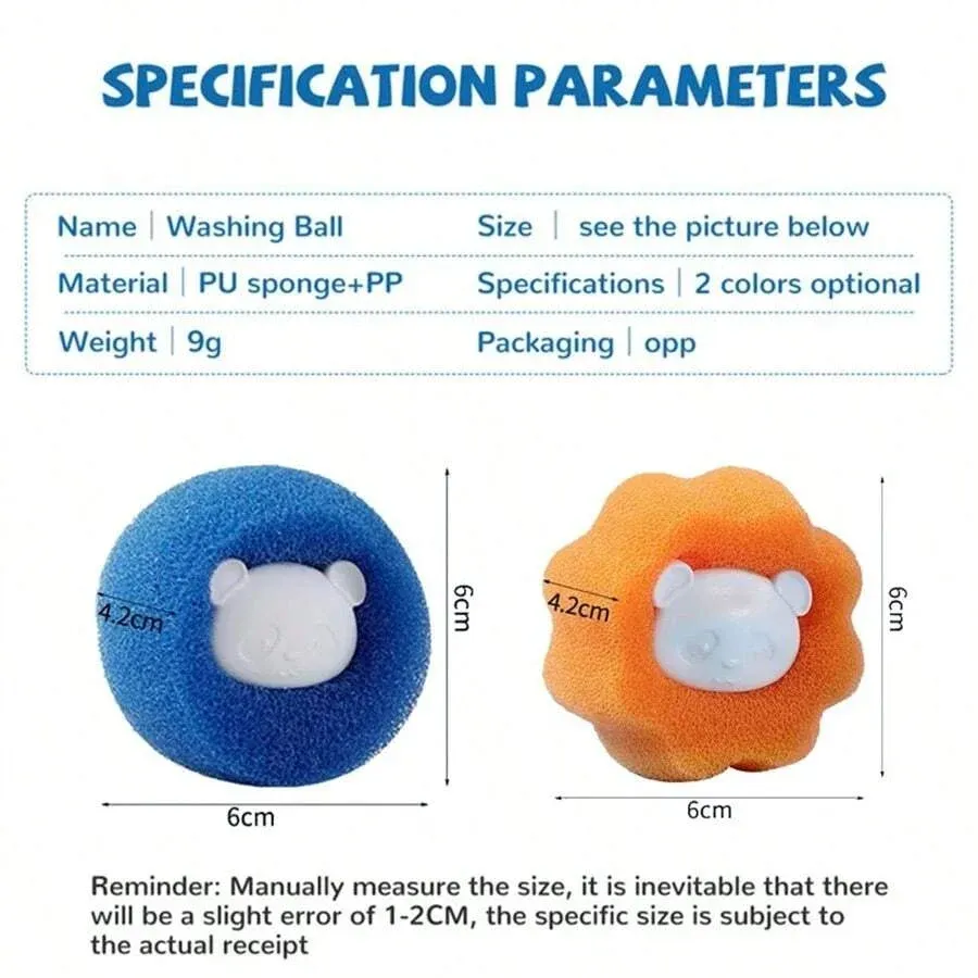 Lot de 5, 10 ou 20 boules de lavage en éponge anti-peluches pour lave-linge 5