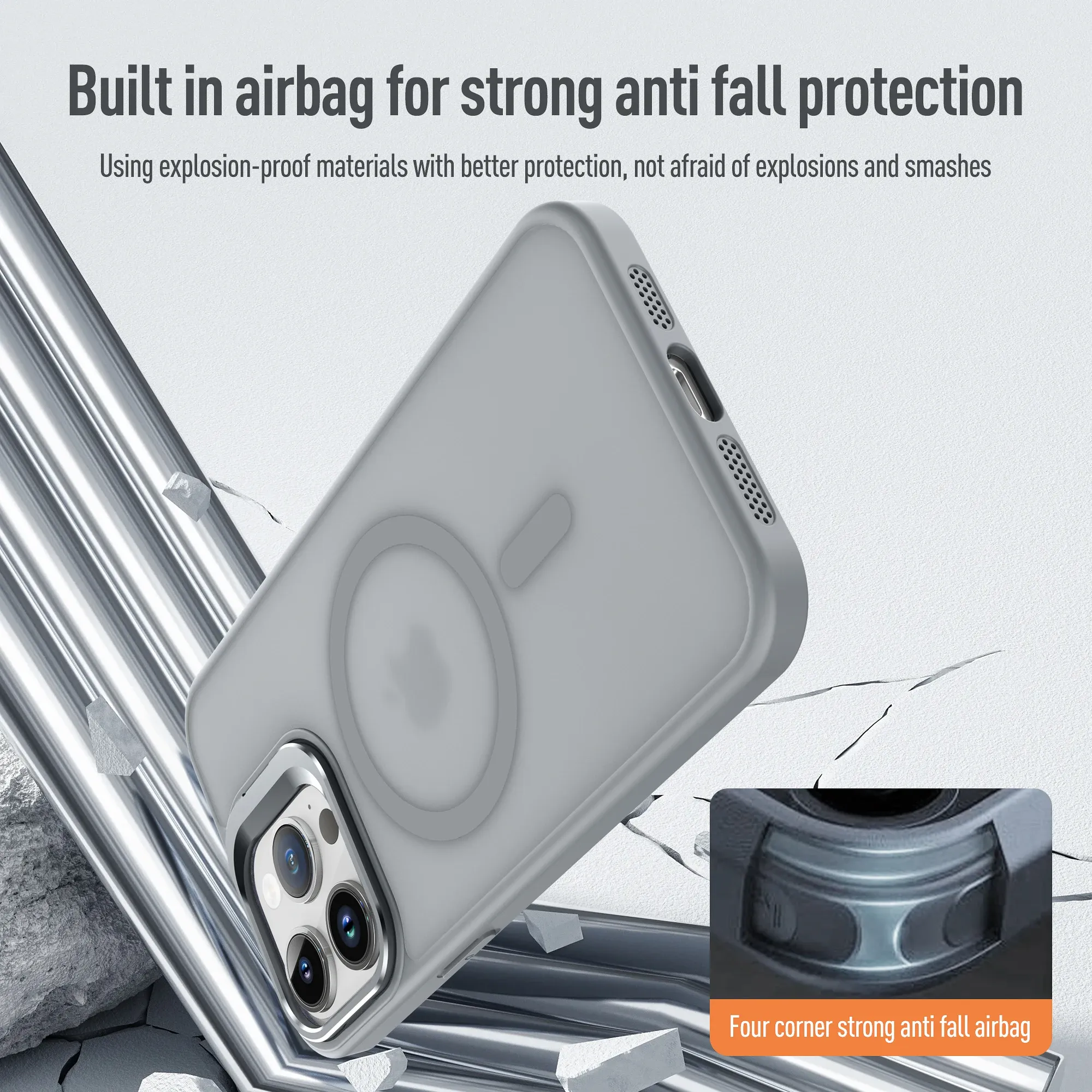 Support d'objectif magnétique en métal pour coque MagSafe iPhone 11 à 18, Air, Pro, Pro Max, Plus et Mini, coque de charge sans fil mate 5