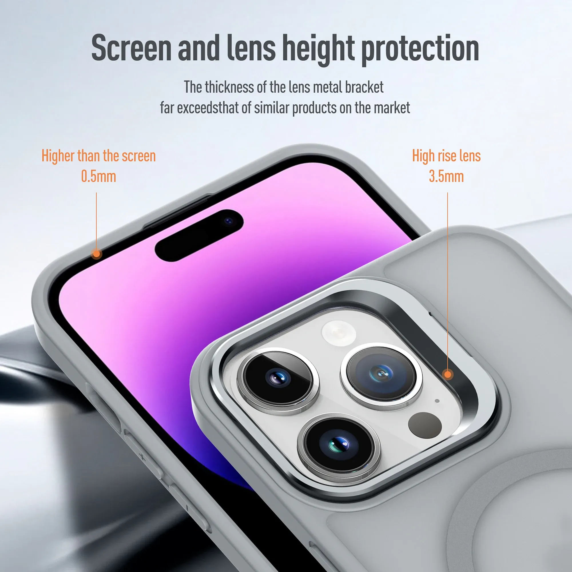 Support d'objectif magnétique en métal pour coque MagSafe iPhone 11 à 18, Air, Pro, Pro Max, Plus et Mini, coque de charge sans fil mate 6