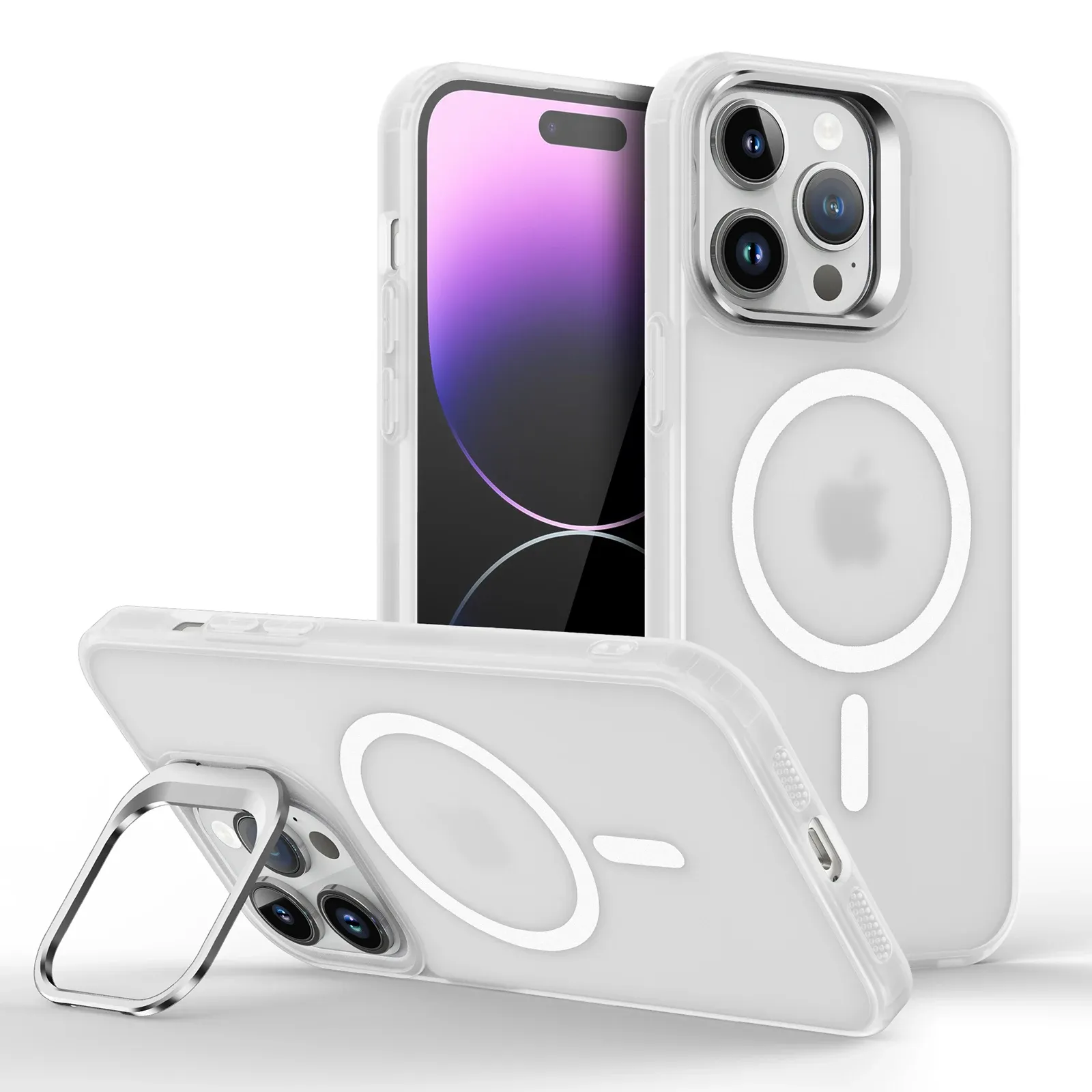 Support d'objectif magnétique en métal pour coque MagSafe iPhone 11 à 18, Air, Pro, Pro Max, Plus et Mini, coque de charge sans fil mate 13