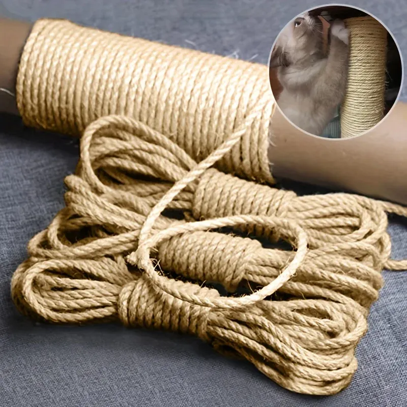 Corde en jute naturelle de 10 m pour griffoir à chat, robuste et durable, protège les meubles et convient à l'extérieur