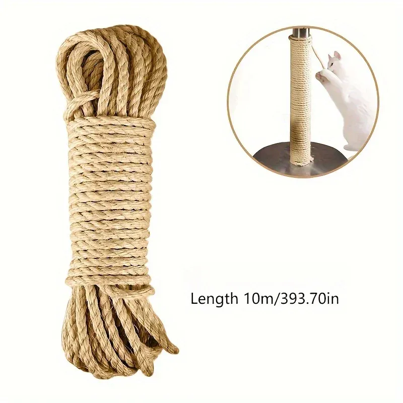 Corde en jute naturelle de 10 m pour griffoir à chat, robuste et durable, protège les meubles et convient à l'extérieur 4
