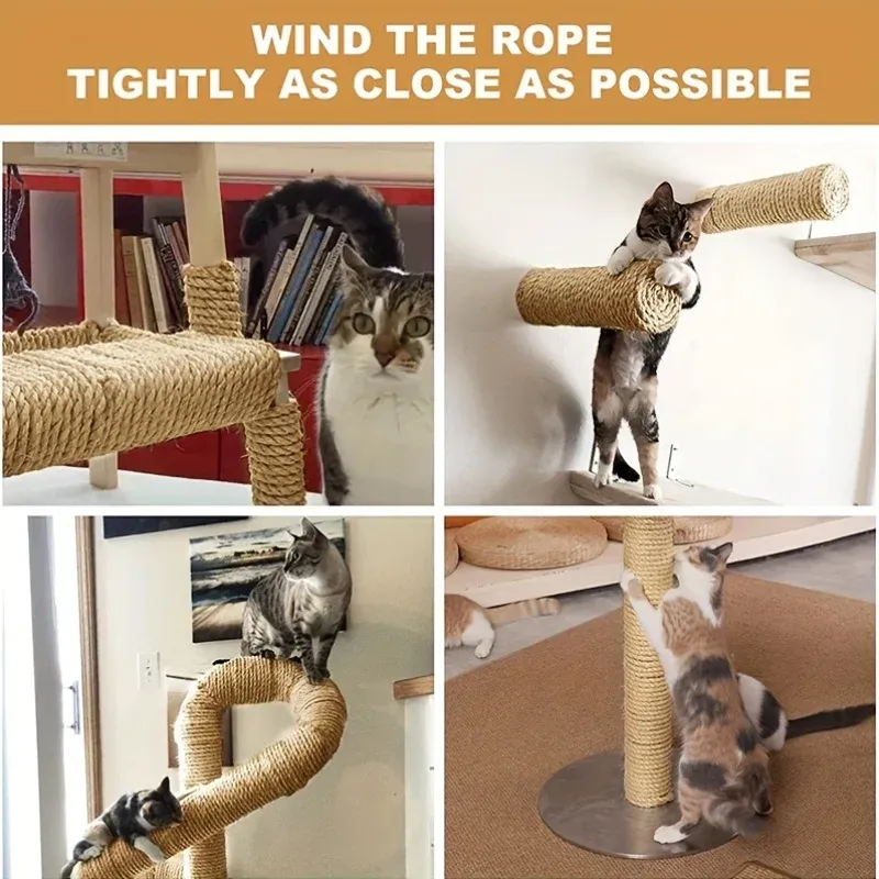 Corde en jute naturelle de 10 m pour griffoir à chat, robuste et durable, protège les meubles et convient à l'extérieur 5