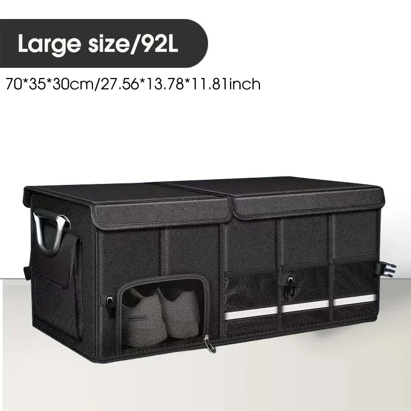 Boîte de rangement de coffre pliable portable en tissu Oxford imperméable, organisateur de voiture grande capacité 92 L pour camping et pêche 9