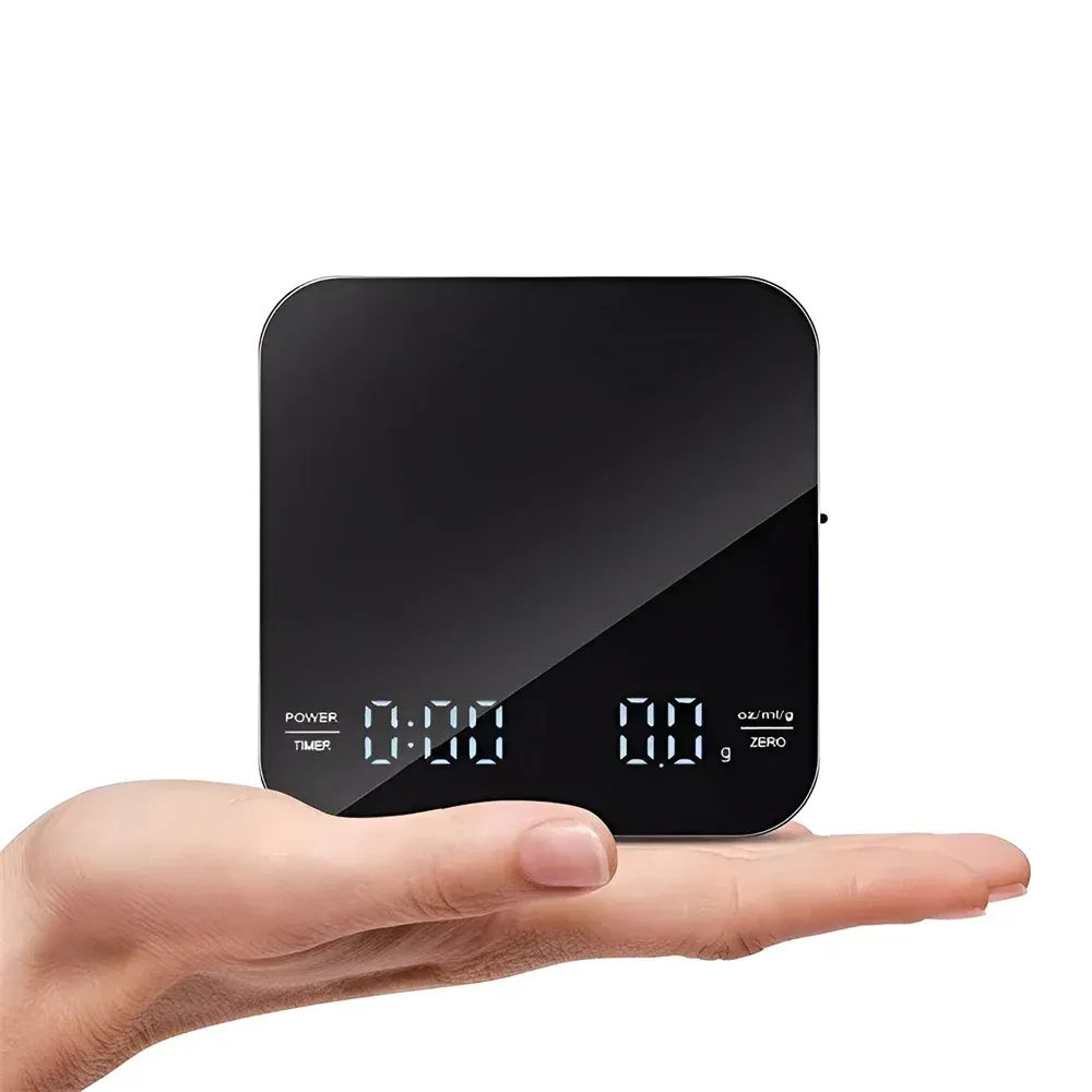 Balance à café expresso numérique avec minuterie, écran LCD, précision 0,1 g, capacité 5 kg, arrêt automatique 6