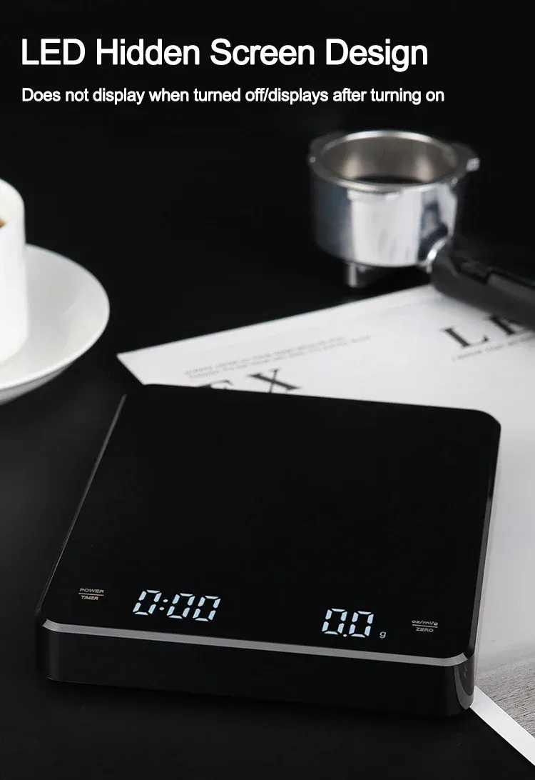Balance à café en utilisation
