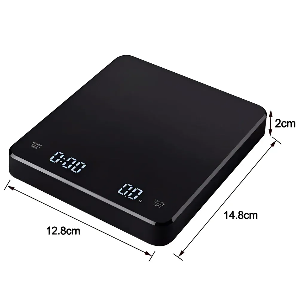 Balance à café expresso numérique avec minuterie, écran LCD, précision 0,1 g, capacité 5 kg, arrêt automatique 8