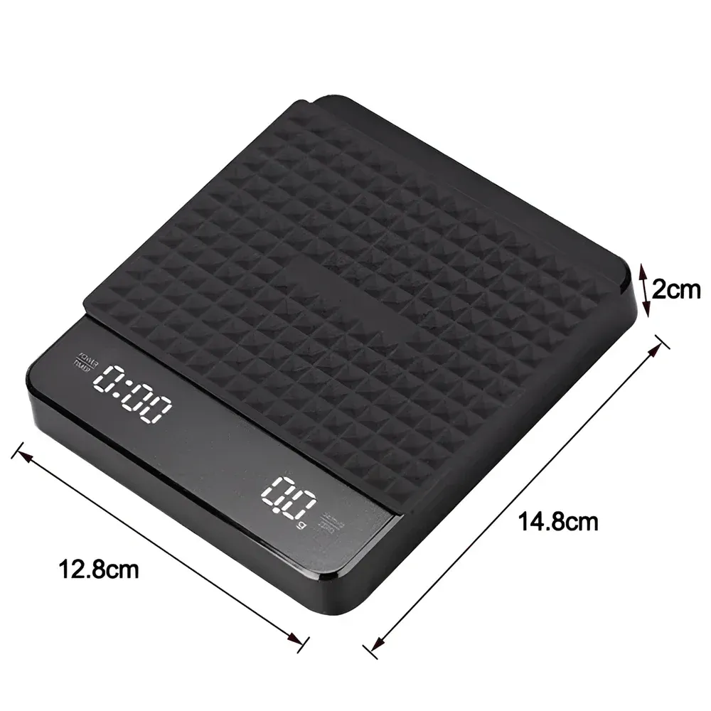 Balance à café expresso numérique avec minuterie, écran LCD, précision 0,1 g, capacité 5 kg, arrêt automatique 7